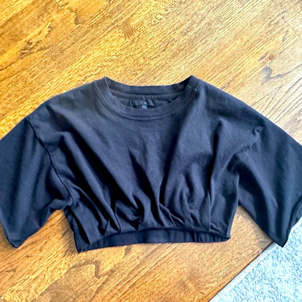 Hours Crop Black Shirt Small/XS by REVOLVE